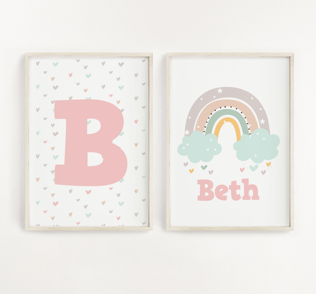 Set of 2 Personalised Rainbow Prints