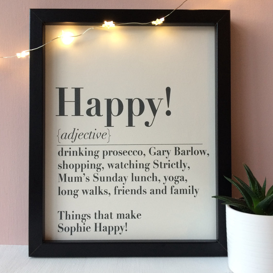 Personalised 'Happy' Print