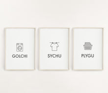 Set of 3 'Golchi, Sychu, Plygu' Prints