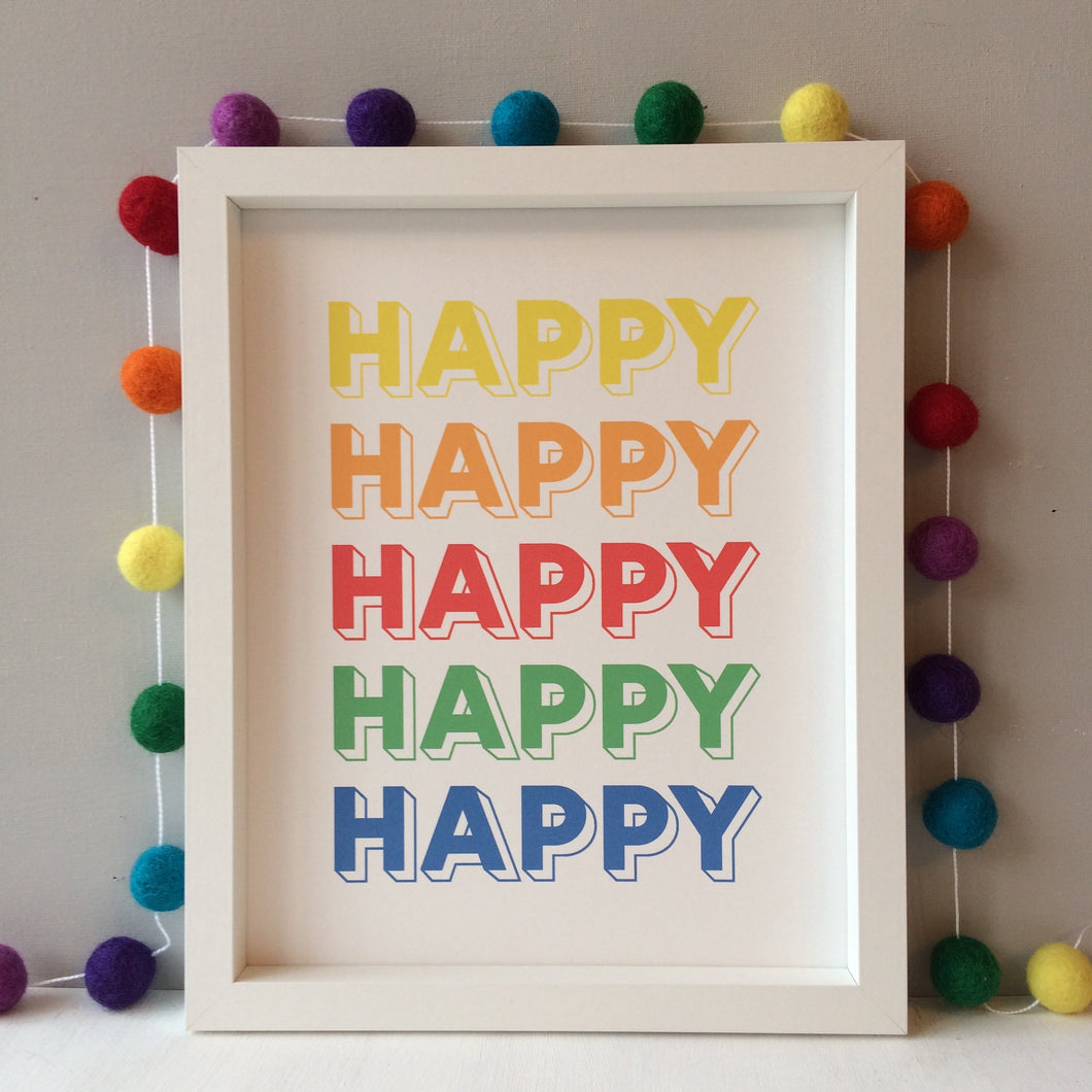 Happy Happy Rainbow Print