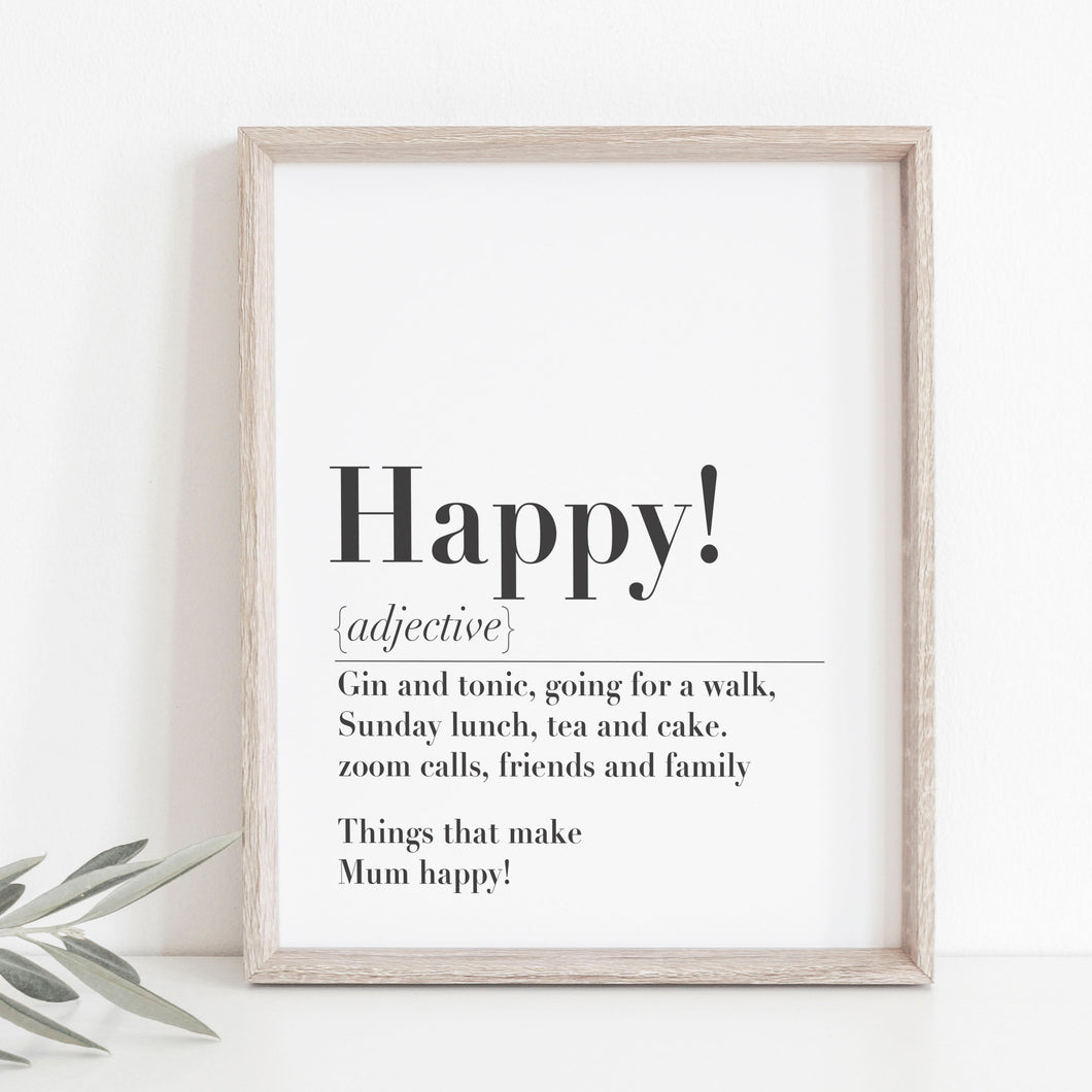 Mother's Day Personalised 'Happy' Print