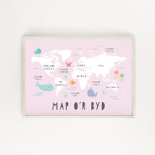Pink World Map Print