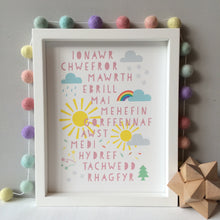 Welsh Months of the Year Pastel Print