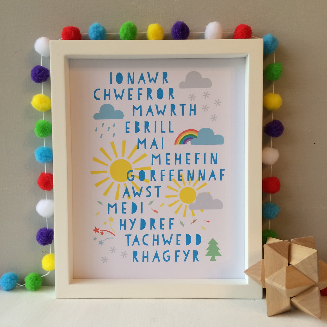 Welsh Months of the Year Print
